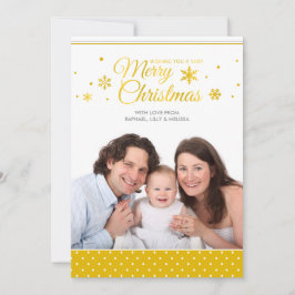 Golden Yellow Frohe Weihnachts-Weihnachtsfotokarte Feiertagskarte