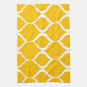 Golden Yellow Geometric Ikat Tribal Print Pattern Geschirrtuch (Vertikal)