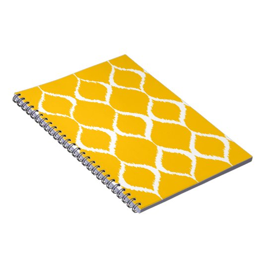 Golden Yellow Geometric Ikat Tribal Print Pattern Notizblock (Rechte Seite)