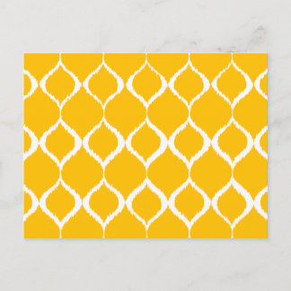 Golden Yellow Geometric Ikat Tribal Print Pattern Postkarte