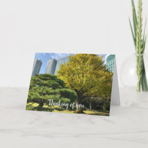 Golden Yellow Ginkgo and Pine Tree Karte