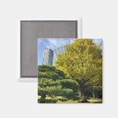 Golden Yellow Ginkgo and Pine Tree Magnet (Vorderseite/Rückseite)