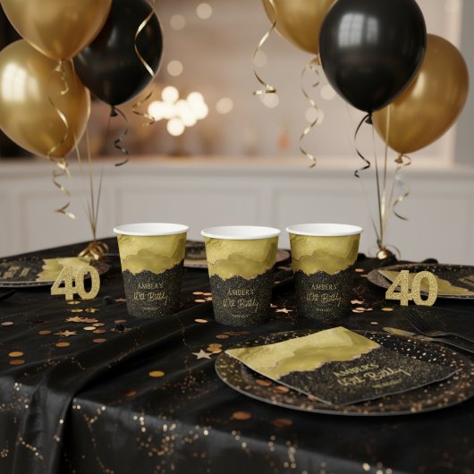 Golden Yellow Gold Glitter Abstract Watercolor Pappbecher