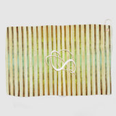 Golden Yellow, Green und White Stripes Golf Towe Golfhandtuch (Horizontal)