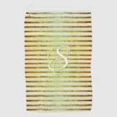 Golden Yellow, Green und White Stripes Golf Towe Golfhandtuch (Vorderseite)