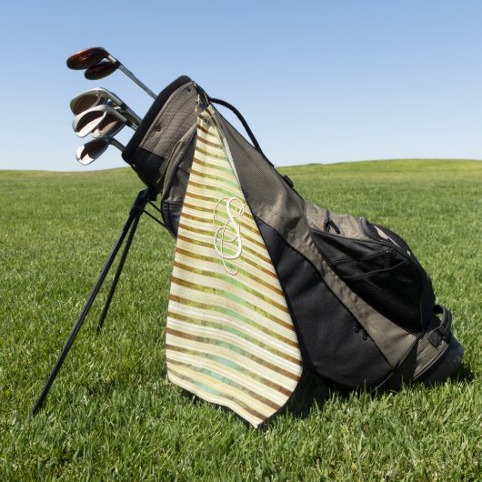 Golden Yellow, Green und White Stripes Golf Towe Golfhandtuch (Gras)