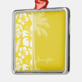 Golden Yellow Hawaiian Tropical Palm Silbernes Ornament (Links)