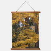 Golden Yellow Japanese Maple Leaves Botanical Wandteppich Mit Holzrahmen (Vorderseite)