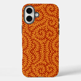 Golden Yellow Leafy Vine Pattern  iPhone 16 Plus Hülle