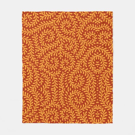 Golden Yellow Leafy Vine Pattern  Fleecedecke (Vorderseite)
