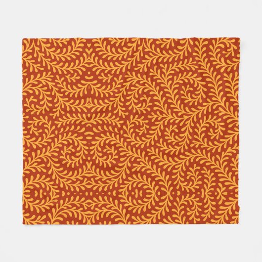 Golden Yellow Leafy Vine Pattern  Fleecedecke (Vorderseite (Horizontal))