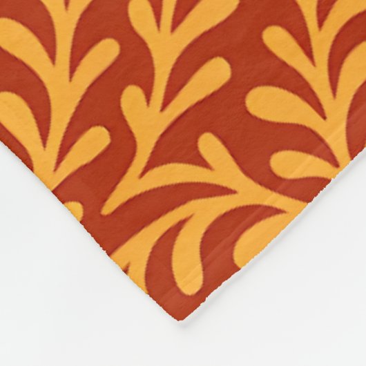 Golden Yellow Leafy Vine Pattern  Fleecedecke (Ecke)
