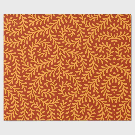 Golden Yellow Leafy Vine Pattern  Geschenkpapier (Flach)
