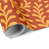 Golden Yellow Leafy Vine Pattern Geschenkpapier (Rolleneckpunkt)