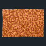 Golden Yellow Leafy Vine Pattern  Geschirrtuch<br><div class="desc">Seamless repeating pattern featuring stylized golden yellow leafy vine motifs against a rich terracotta red background.</div>