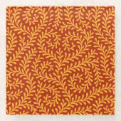 Golden Yellow Leafy Vine Pattern  Glasuntersetzer (Vorderseite)