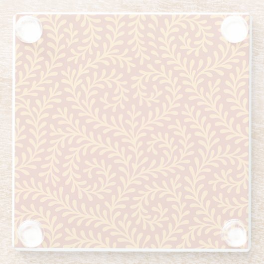 Golden Yellow Leafy Vine Pattern  Glasuntersetzer (Rückseite)