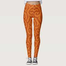 Golden Yellow Leafy Vine Pattern  Leggings