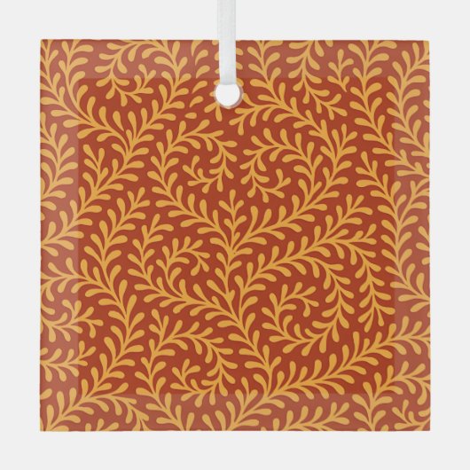 Golden Yellow Leafy Vine Pattern  Ornament Aus Glas (Vorderseite)