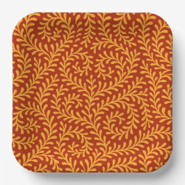 Golden Yellow Leafy Vine Pattern  Pappteller