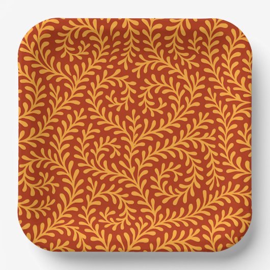 Golden Yellow Leafy Vine Pattern  Pappteller (Vorderseite)