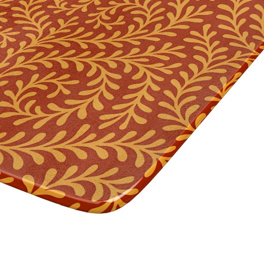 Golden Yellow Leafy Vine Pattern  Schneidebrett (Ecke)