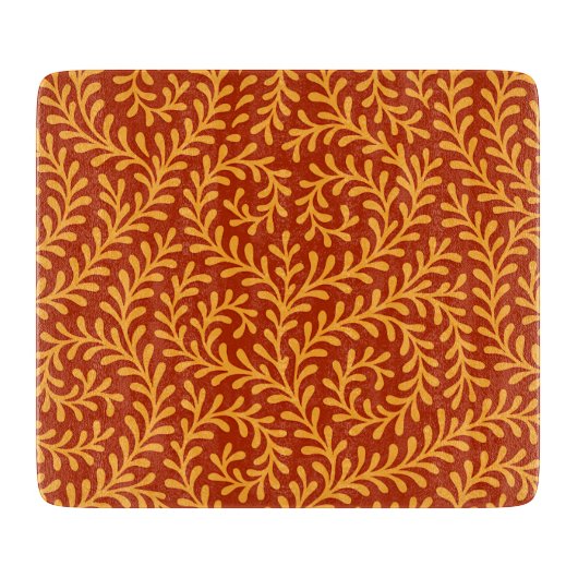 Golden Yellow Leafy Vine Pattern  Schneidebrett (Vorderseite)