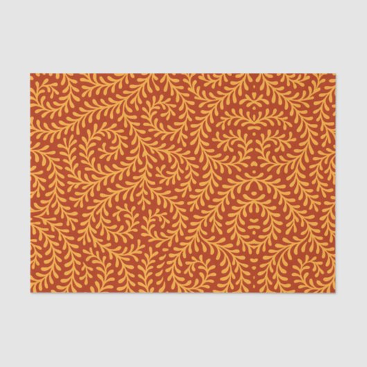Golden Yellow Leafy Vine Pattern  Seidenpapier (Vorderseite)