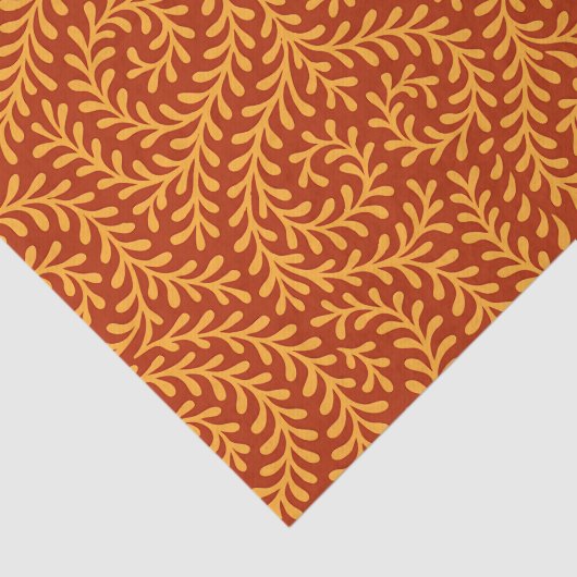 Golden Yellow Leafy Vine Pattern  Seidenpapier (Ausschnitt)