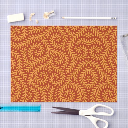 Golden Yellow Leafy Vine Pattern Seidenpapier (Handwerk)
