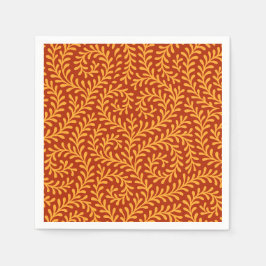 Golden Yellow Leafy Vine Pattern  Serviette