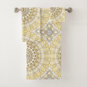Golden Yellow Mandala Pattern Badhandtuch Set (Insitu)