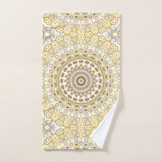 Golden Yellow Mandala Pattern Badhandtuch Set (Handtuch)