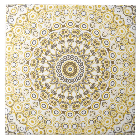 Golden Yellow Mandala Pattern Fliese (Vorderseite)