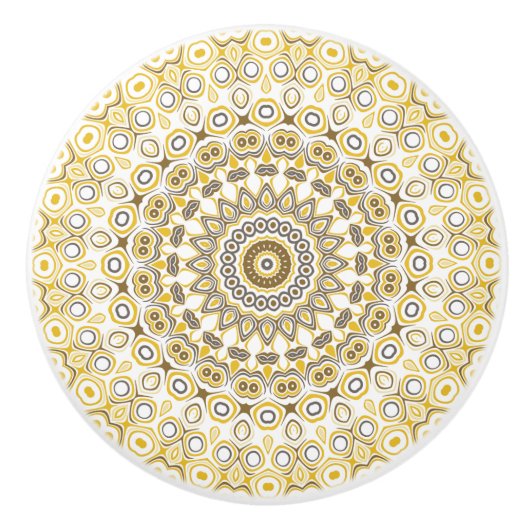 Golden Yellow Mandala Pattern Keramikknauf (Vorderseite)