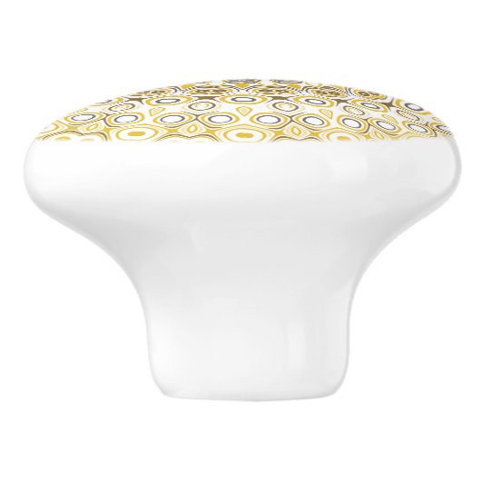 Golden Yellow Mandala Pattern Keramikknauf (Seitenansicht)