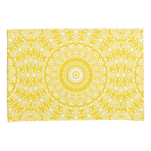 Golden Yellow Mandala Pattern Kissenbezug (Vorderseite-Rechts)