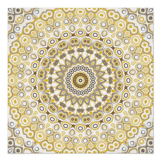 Golden Yellow Mandala Pattern Poster (Vorderseite)