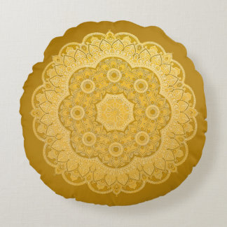 Golden Yellow Mandala Rundkissen Rundes Kissen