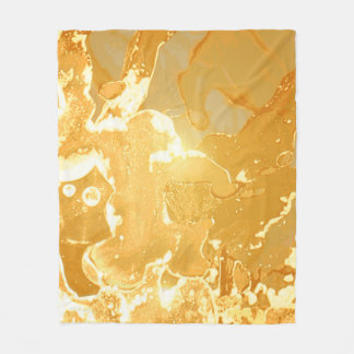 Golden Yellow Marble Ink Pattern Fleecedecke