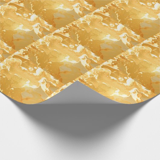 Golden Yellow Marble Ink Pattern Geschenkpapier (Ecke)
