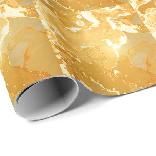 Golden Yellow Marble Ink Pattern Geschenkpapier (Rolleneckpunkt)