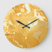 Golden Yellow Marble Ink Pattern Große Wanduhr (Vorderseite)
