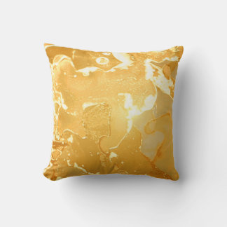 Golden Yellow Marble Ink Pattern Kissen