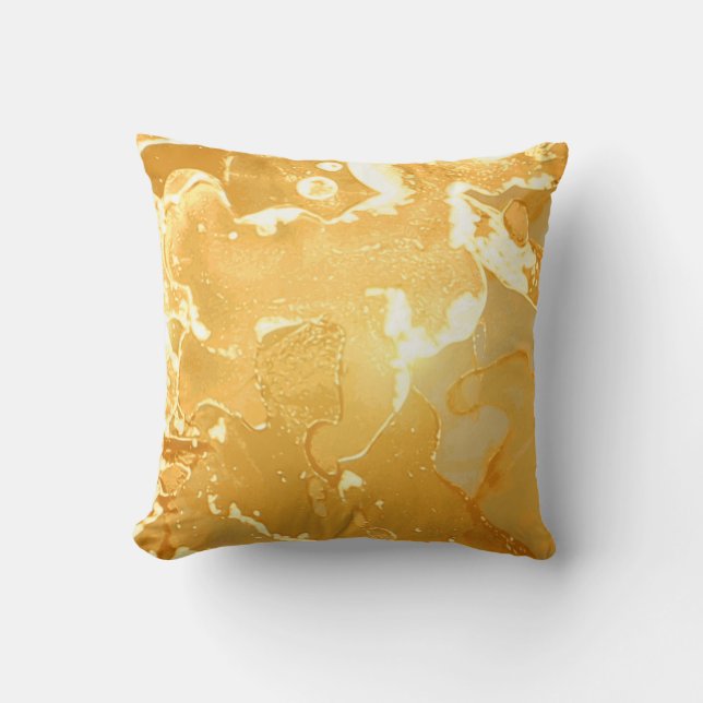 Golden Yellow Marble Ink Pattern Kissen (Vorderseite)