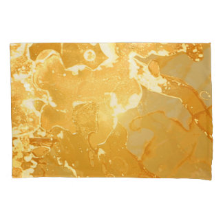 Golden Yellow Marble Ink Pattern Kissenbezug