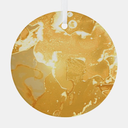 Golden Yellow Marble Ink Pattern Ornament Aus Glas (Rückseite)