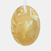 Golden Yellow Marble Ink Pattern Ornament Aus Glas (Vorderseite links)
