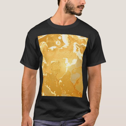 Golden Yellow Marble Ink Pattern T-Shirt (Vorderseite)