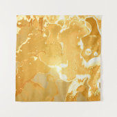 Golden Yellow Marble Ink Pattern Wandteppich (Vorderseite (Horizontal))